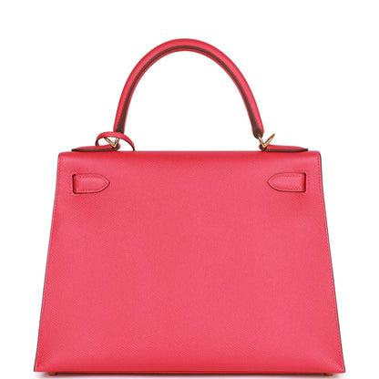 Hermes Kelly 28 Sellier Rose Extreme Epsom Gold Hardware