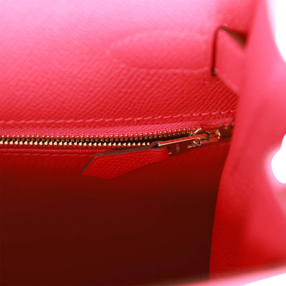 Hermes Kelly 28 Sellier Rose Extreme Epsom Gold Hardware