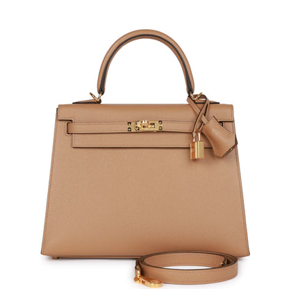 Hermes Kelly 25 Sellier Chai Epsom Gold Hardware