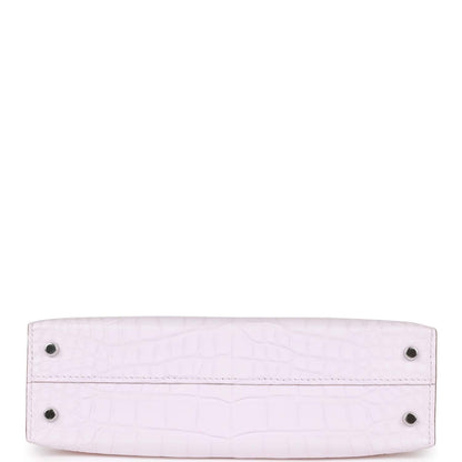 Hermes Kelly 20 Sellier Mauve Pale Satin Boreal Alligator Palladium Hardware