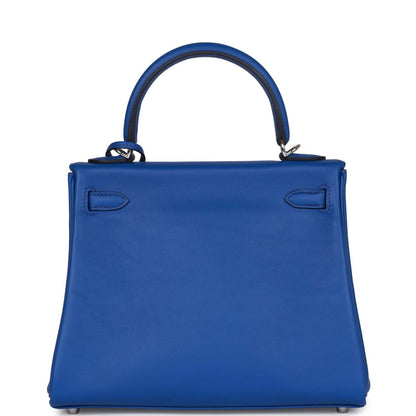 Hermes Kelly 25 Retourne Bleu Royal Swift Palladium Hardware