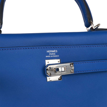 Hermes Kelly 25 Retourne Bleu Royal Swift Palladium Hardware
