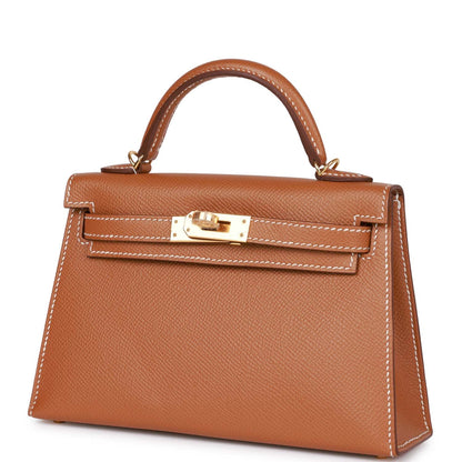 Hermes Kelly 20 Sellier Gold Epsom Gold Hardware