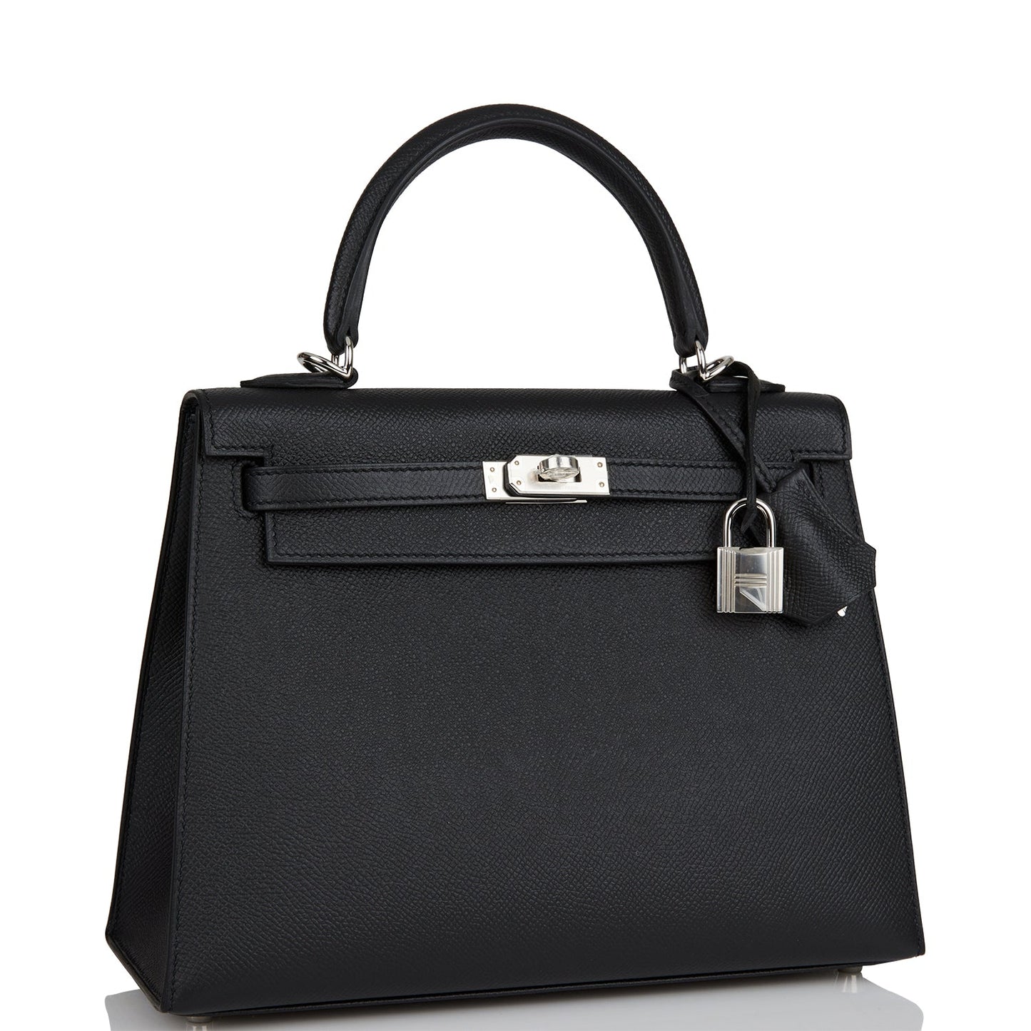 Hermes Kelly 25 Sellier Black Epsom Palladium Hardware