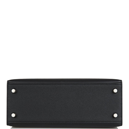 Hermes Kelly 25 Sellier Black Epsom Palladium Hardware
