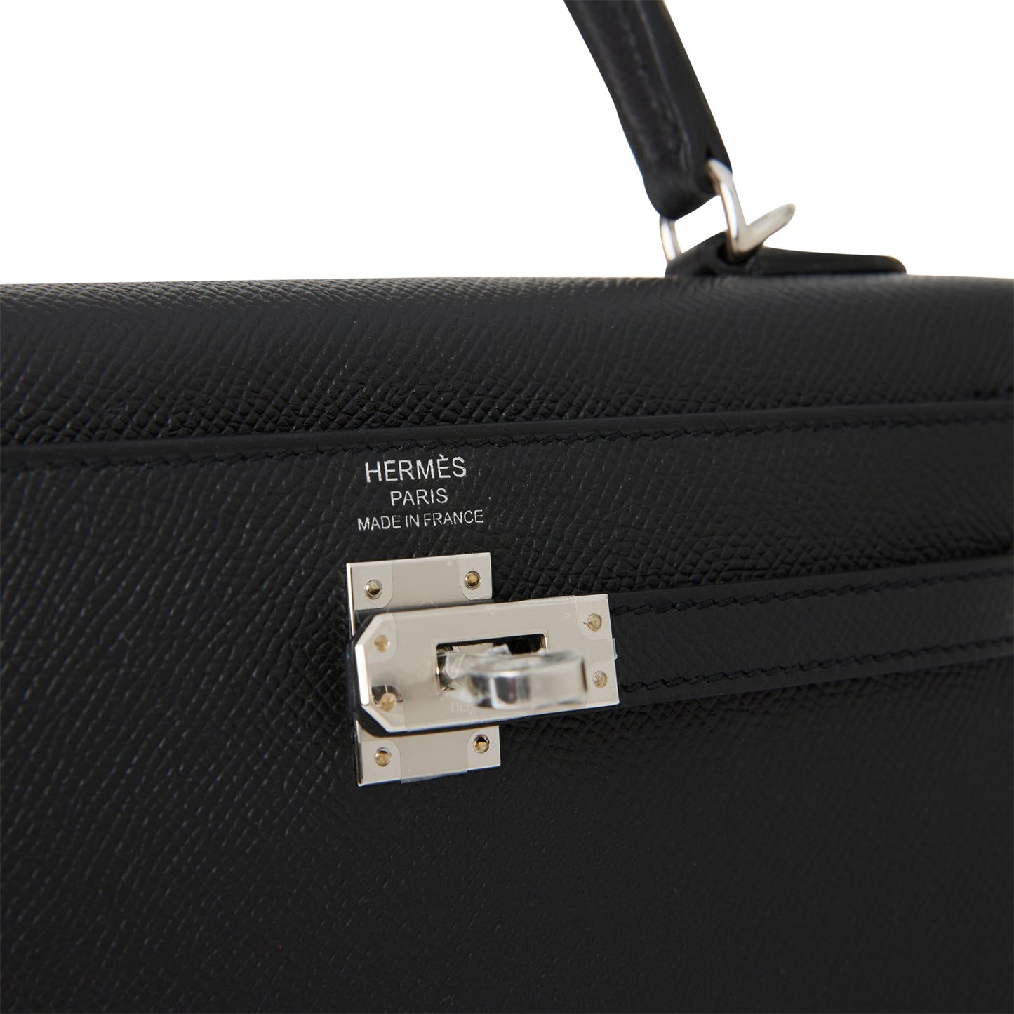 Hermes Kelly 25 Sellier Black Epsom Palladium Hardware