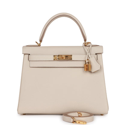 Hermes Kelly 28 Retourne Craie Togo Gold Hardware