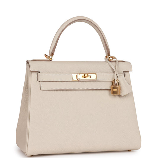 Hermes Kelly 28 Retourne Craie Togo Gold Hardware