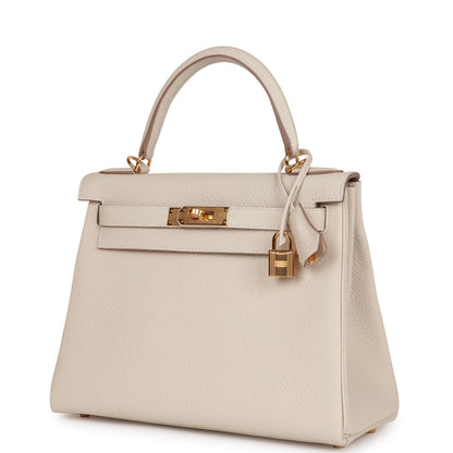 Hermes Kelly 28 Retourne Craie Togo Gold Hardware