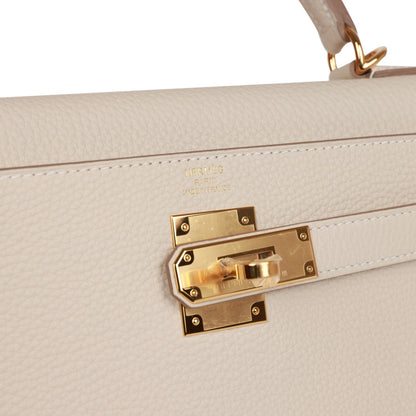 Hermes Kelly 28 Retourne Craie Togo Gold Hardware