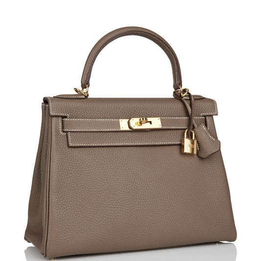 Hermes Kelly 28 Retourne Etoupe Clemence Gold Hardware