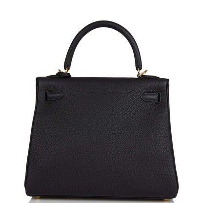 Hermes Kelly 25 Retourne Black Togo Gold Hardware