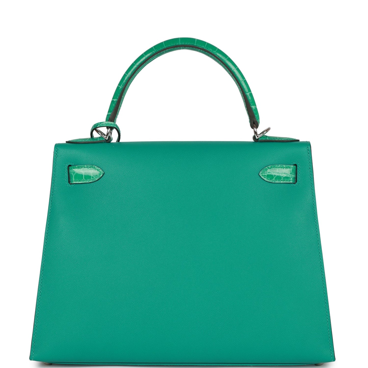 Hermes Kelly 28 Sellier Vert Verone Madame and Shiny Niloticus Crocodile Touch Palladium Hardware