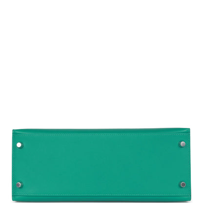 Hermes Kelly 28 Sellier Vert Verone Madame and Shiny Niloticus Crocodile Touch Palladium Hardware