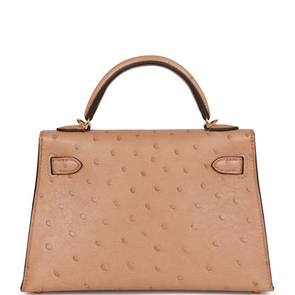 Hermes Kelly 20 Sellier Chai Ostrich Gold Hardware