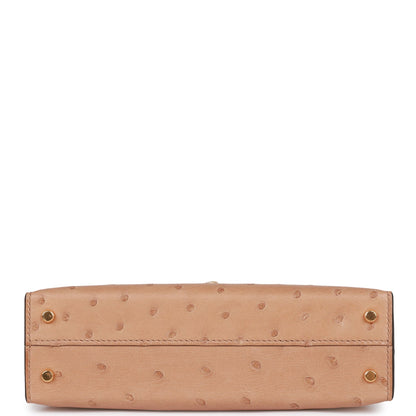Hermes Kelly 20 Sellier Chai Ostrich Gold Hardware