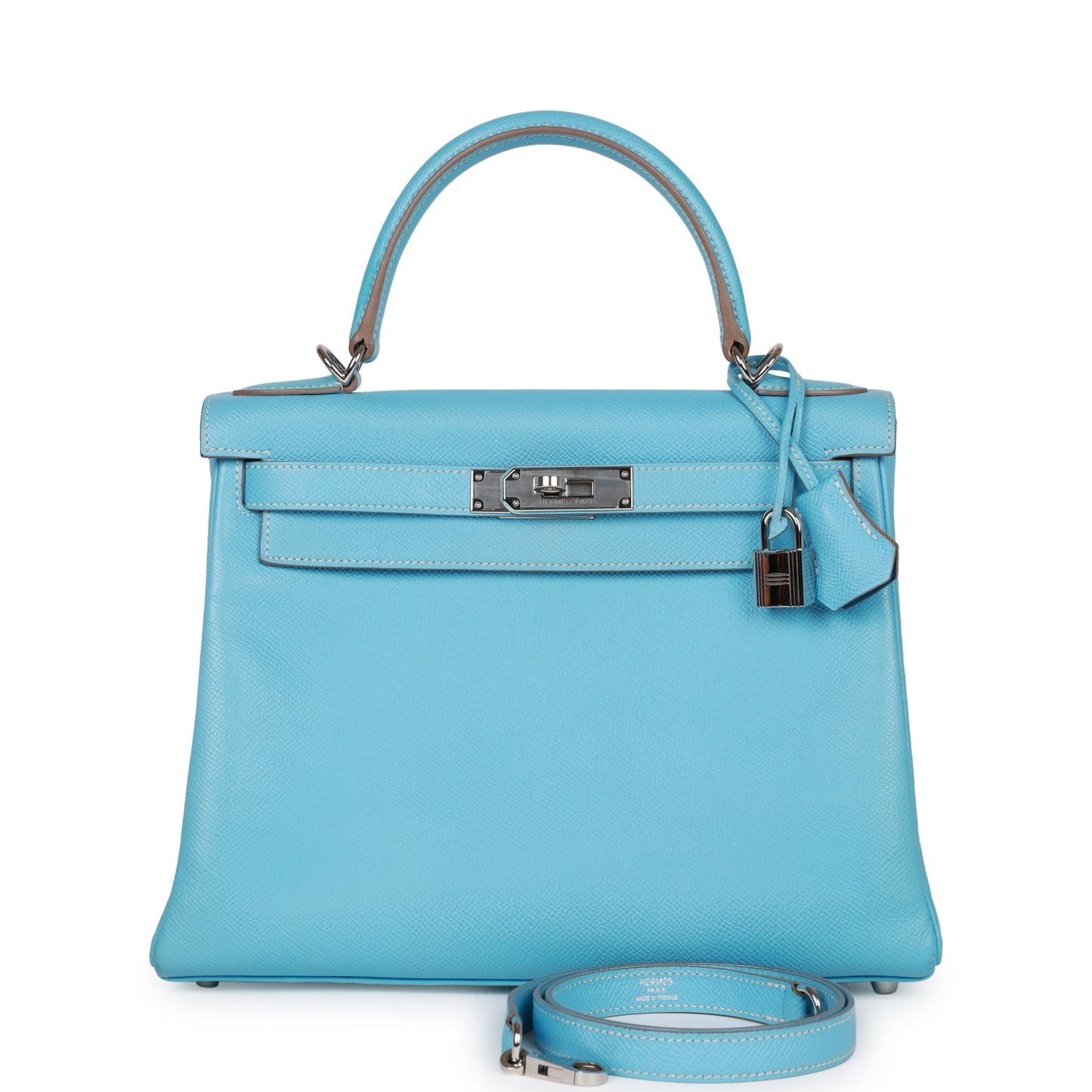 Hermes Kelly 28 Retourne Celeste Candy Epsom Palladium Hardware