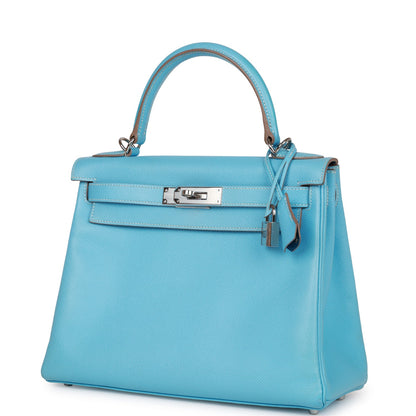 Hermes Kelly 28 Retourne Celeste Candy Epsom Palladium Hardware