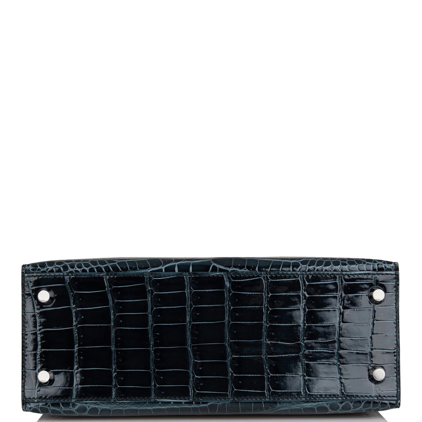 Hermes Kelly 25 Sellier Vert Rousseau Shiny Niloticus Crocodile Palladium Hardware