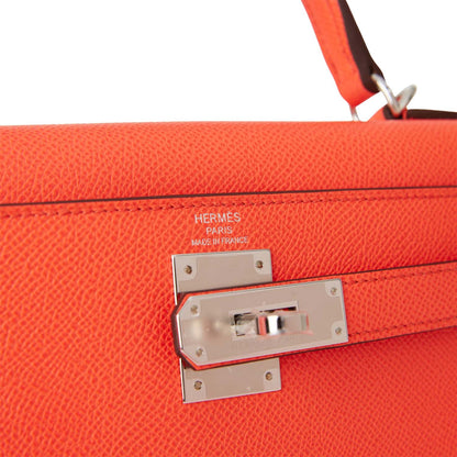 Hermes Kelly 28 Sellier Rose Texas Epsom Palladium Hardware