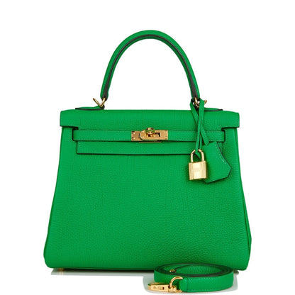 Hermes Kelly 25 Retourne Bambou Togo Gold Hardware
