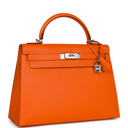 Hermes Kelly 32 Sellier Feu Epsom Palladium Hardware