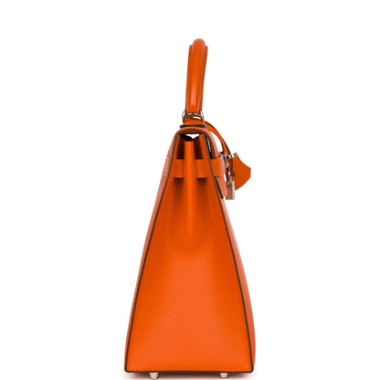 Hermes Kelly 32 Sellier Feu Epsom Palladium Hardware