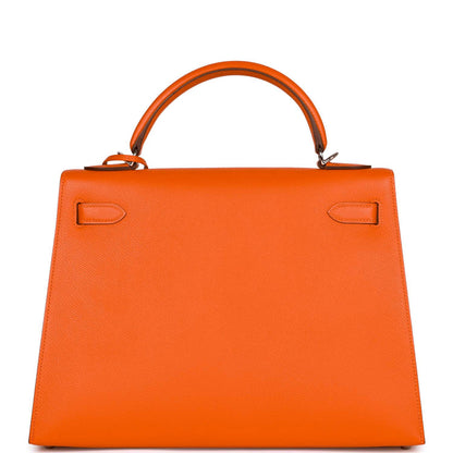 Hermes Kelly 32 Sellier Feu Epsom Palladium Hardware