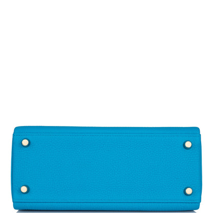 Hermes Kelly 25 Retourne Bleu Zanzibar Togo Gold Hardware