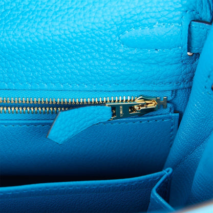 Hermes Kelly 25 Retourne Bleu Zanzibar Togo Gold Hardware