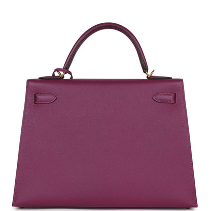 Hermes Kelly 32 Sellier Anemone Epsom Gold Hardware
