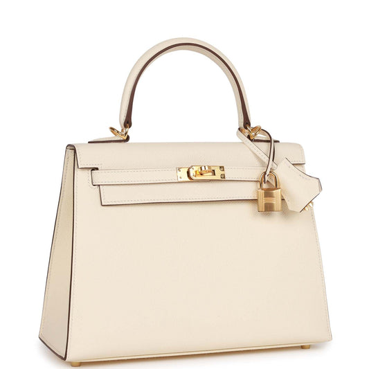Hermes Kelly 25 Sellier Nata Epsom Gold Hardware