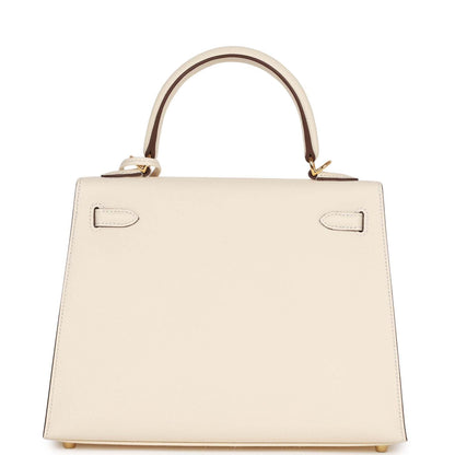 Hermes Kelly 25 Sellier Nata Epsom Gold Hardware