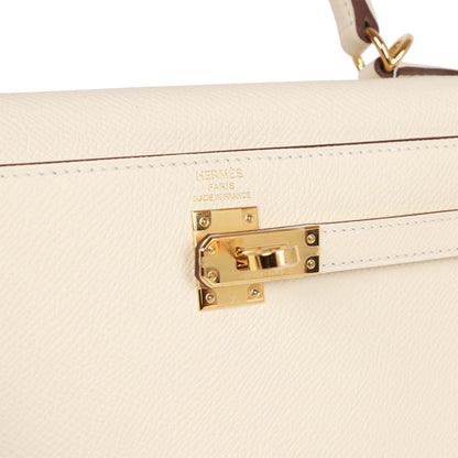 Hermes Kelly 25 Sellier Nata Epsom Gold Hardware