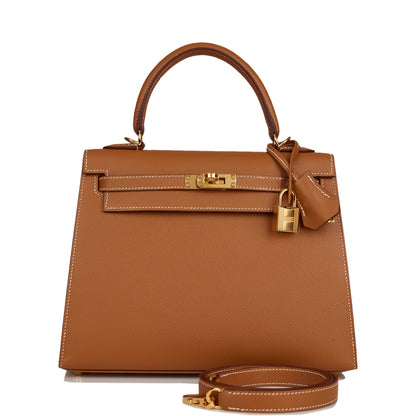 Hermes Kelly 25 Sellier Gold Epsom Gold Hardware