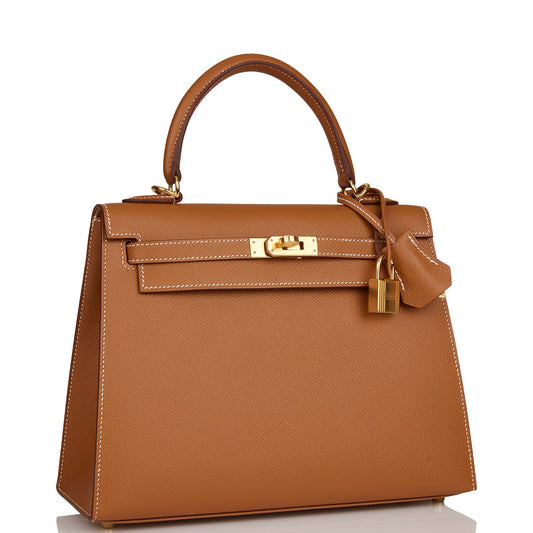 Hermes Kelly 25 Sellier Gold Epsom Gold Hardware