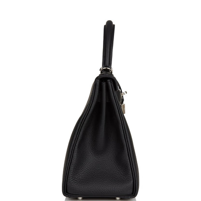Hermes Kelly 28 Retourne Black Togo Palladium Hardware