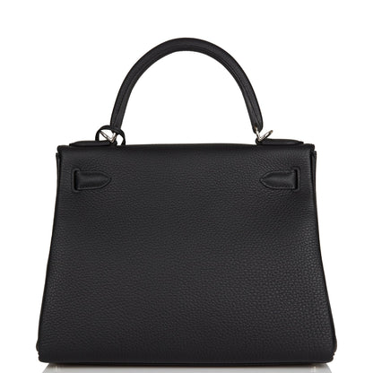 Hermes Kelly 28 Retourne Black Togo Palladium Hardware