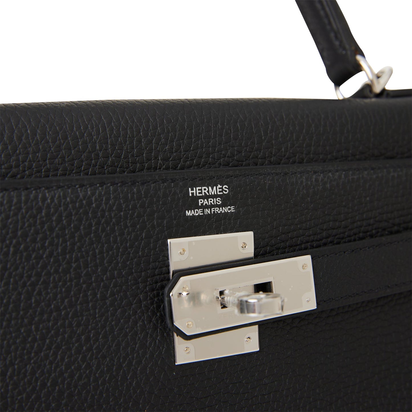 Hermes Kelly 28 Retourne Black Togo Palladium Hardware