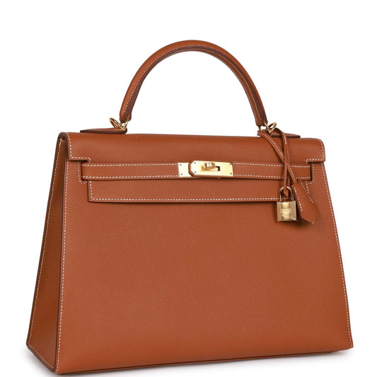 Hermes Kelly 32 Sellier Gold Epsom Gold Hardware