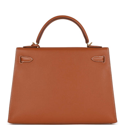 Hermes Kelly 32 Sellier Gold Epsom Gold Hardware