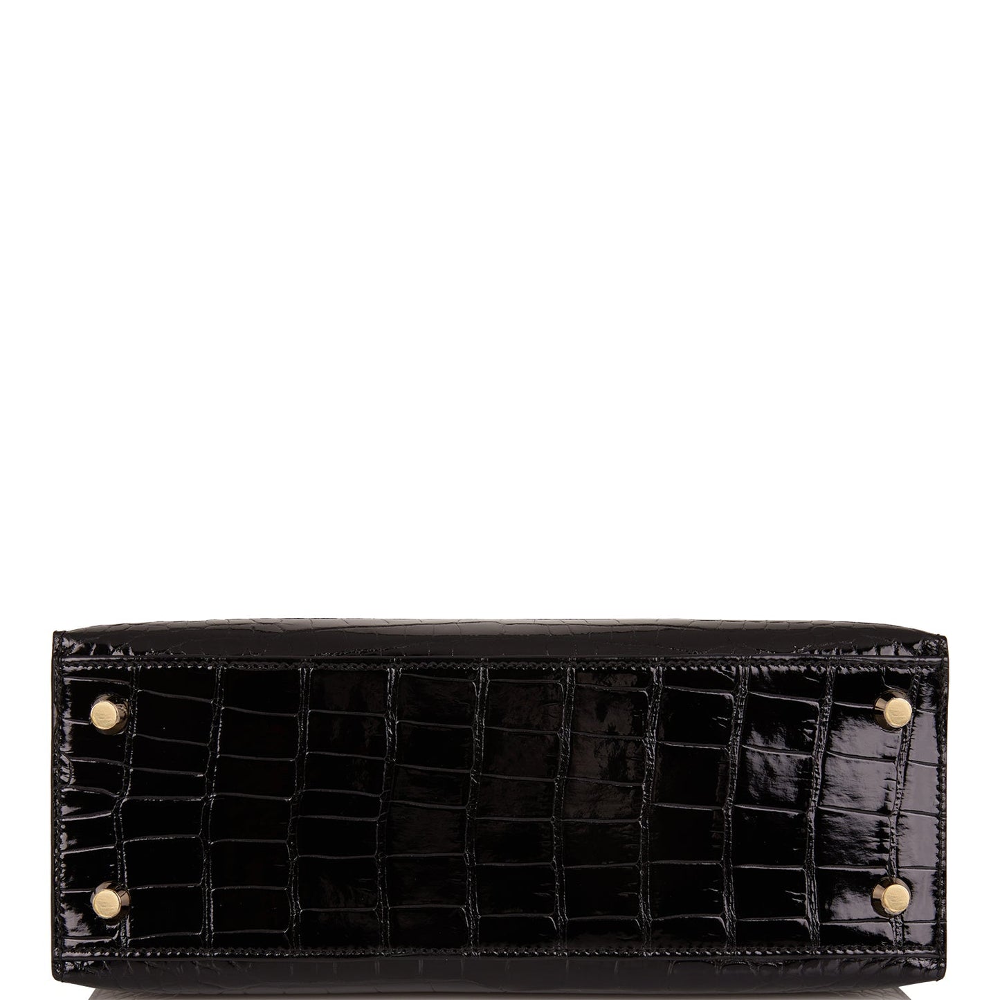 Hermes Kelly 25 Sellier Black Shiny Alligator Gold Hardware