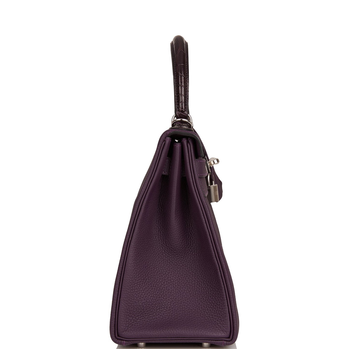 Hermes Kelly 28 Retourne Raisin Togo and Prunoir Alligator Touch Palladium Hardware