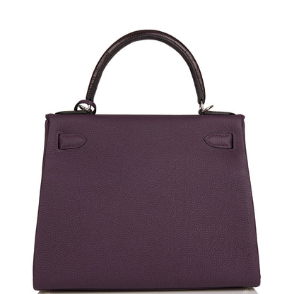 Hermes Kelly 28 Retourne Raisin Togo and Prunoir Alligator Touch Palladium Hardware