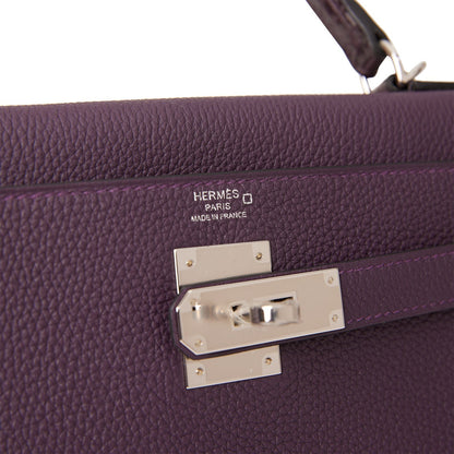 Hermes Kelly 28 Retourne Raisin Togo and Prunoir Alligator Touch Palladium Hardware