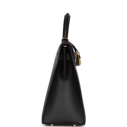 Hermes Kelly 32 Sellier Black Epsom Gold Hardware