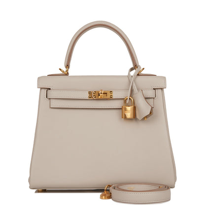 Hermes Kelly 25 Retourne Gris Perle Swift Gold Hardware