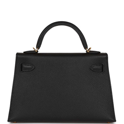 Hermes Kelly 20 Sellier Black Epsom Gold Hardware