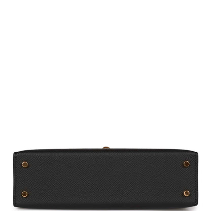 Hermes Kelly 20 Sellier Black Epsom Gold Hardware