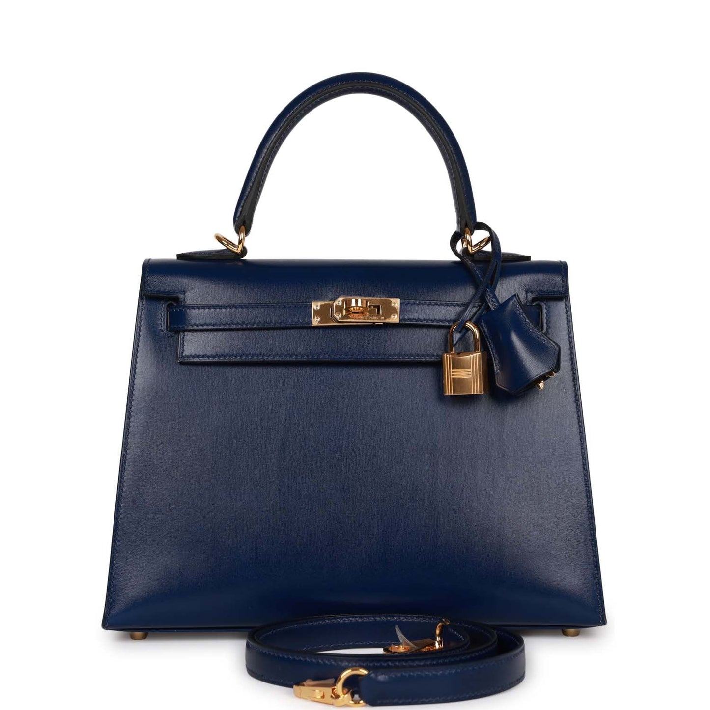Hermes Kelly 25 Sellier Bleu Saphir Box Gold Hardware
